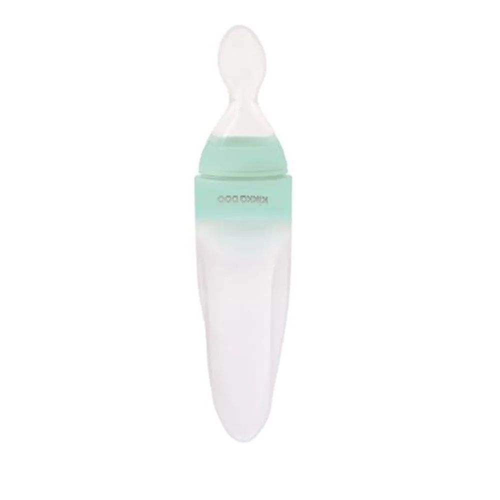 Biberon cu lingurita silicon Kikka Boo Rocket Mint 90 ml - poza 2