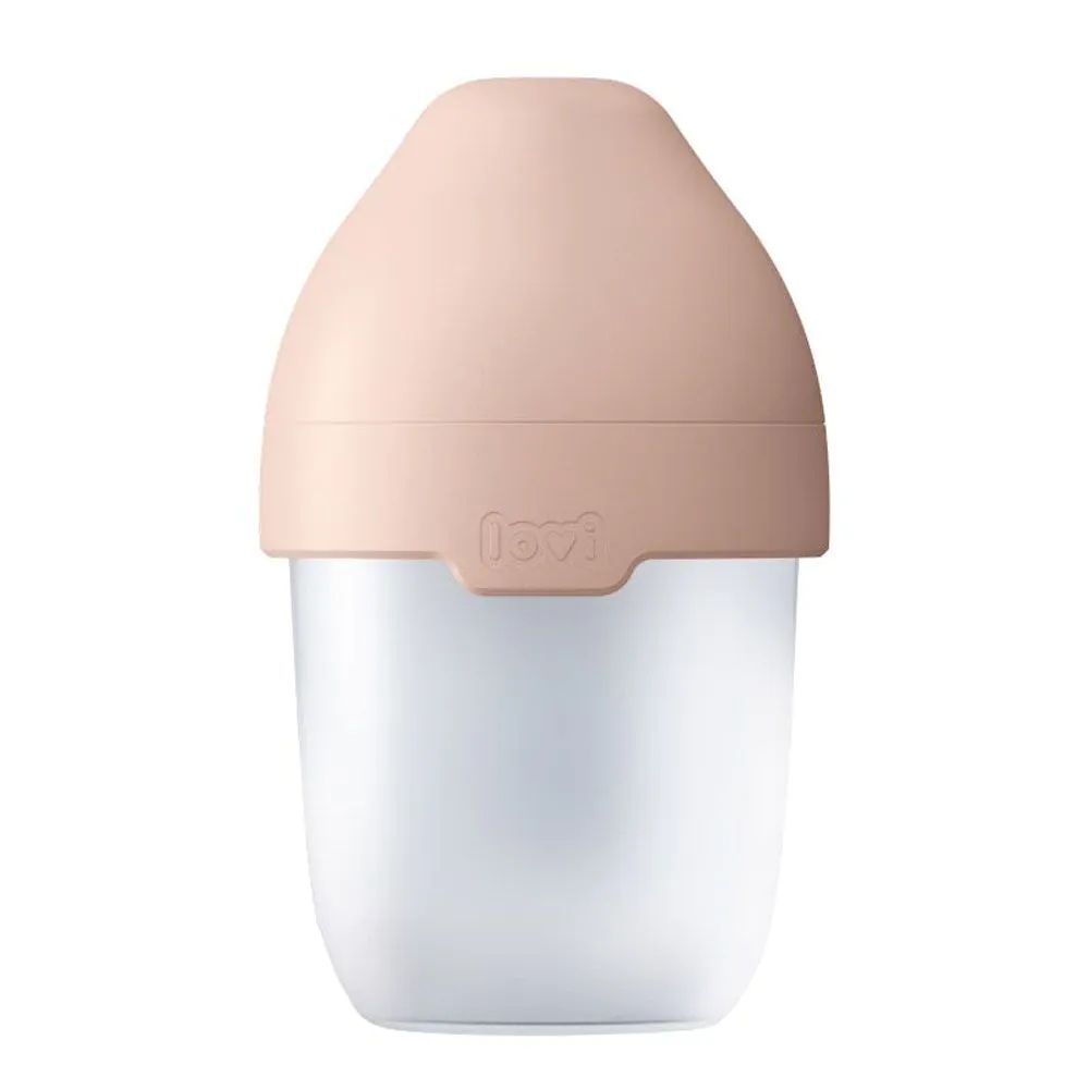 Biberon cu tetina de silicon Lovi Mammafeel 150 ml 0 luni + Roz