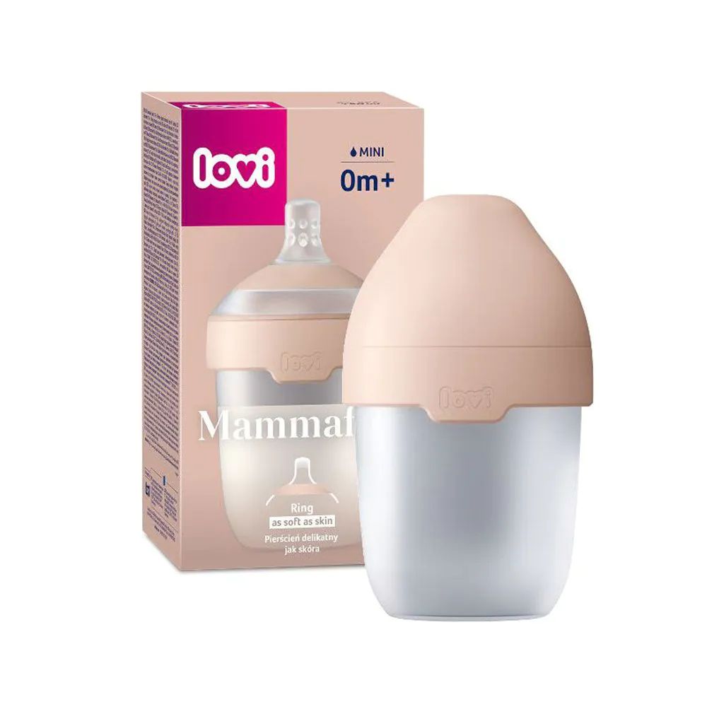 Biberon cu tetina de silicon Lovi Mammafeel 150 ml 0 luni + Roz - poza 2