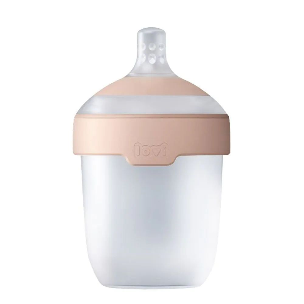 Biberon cu tetina de silicon Lovi Mammafeel 150 ml 0 luni + Roz - poza 3