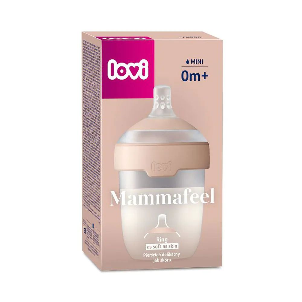 Biberon cu tetina de silicon Lovi Mammafeel 150 ml 0 luni + Roz - poza 5