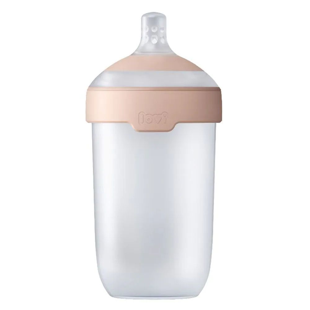 Biberon cu tetina de silicon Lovi Mammafeel 250 ml 3 luni + Roz - poza 3