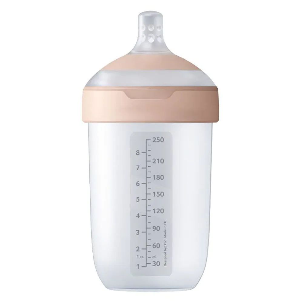 Biberon cu tetina de silicon Lovi Mammafeel 250 ml 3 luni + Roz - poza 4