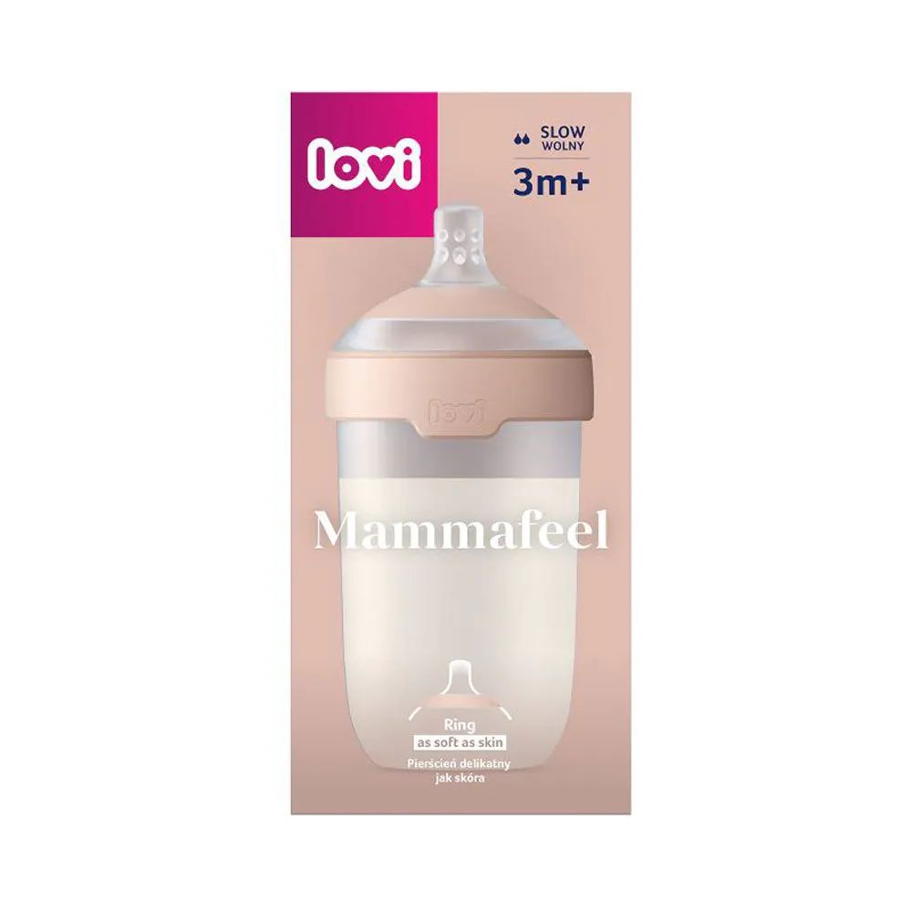 Biberon cu tetina de silicon Lovi Mammafeel 250 ml 3 luni + Roz - poza 5