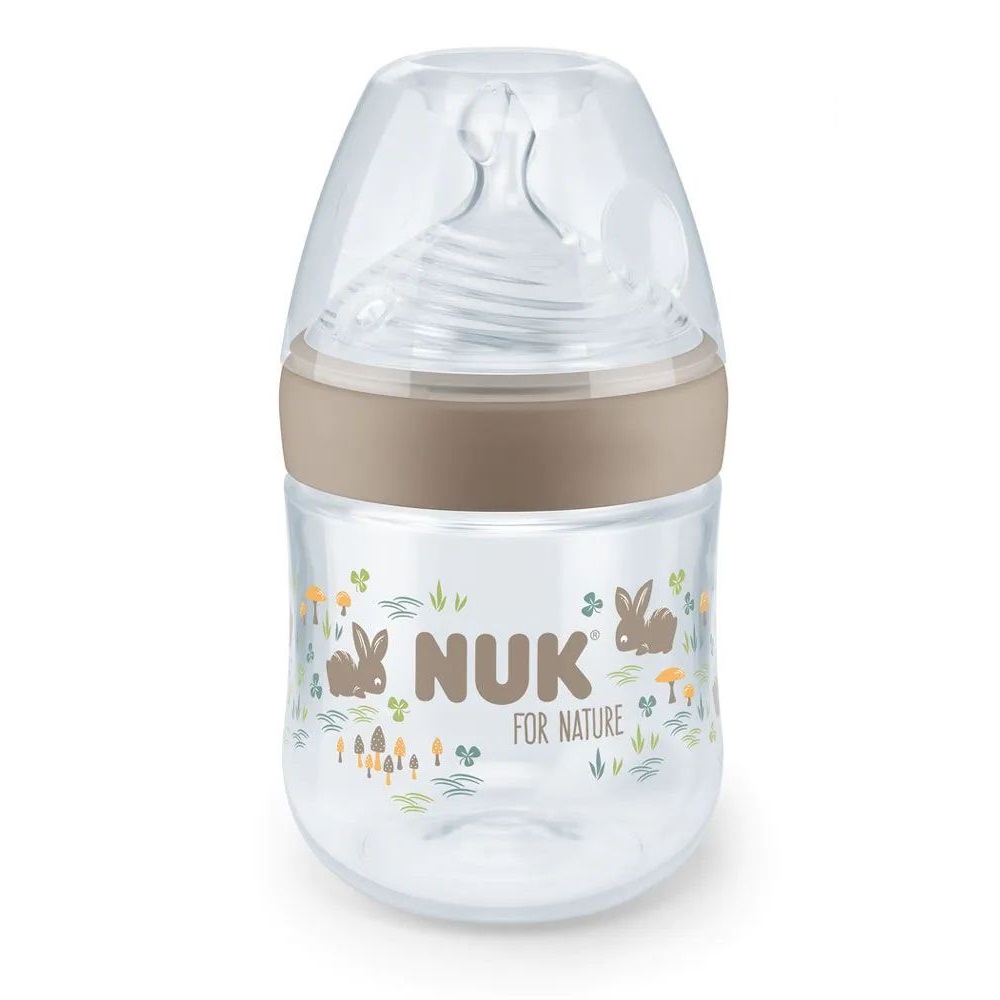 Biberon cu tetina de silicon si control temperatura Nuk For Nature 150 ml S 0-6 luni - poza 1