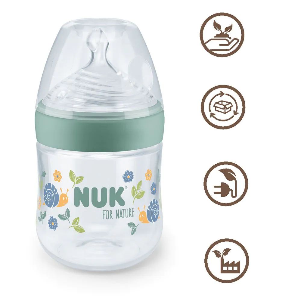 Biberon cu tetina de silicon si control temperatura Nuk For Nature 150 ml S 0-6 luni - poza 2