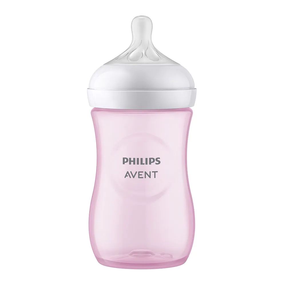 Biberon cu tetina din silicon Avent Natural Response 3.0 260 ml 1+ Roz - poza 2