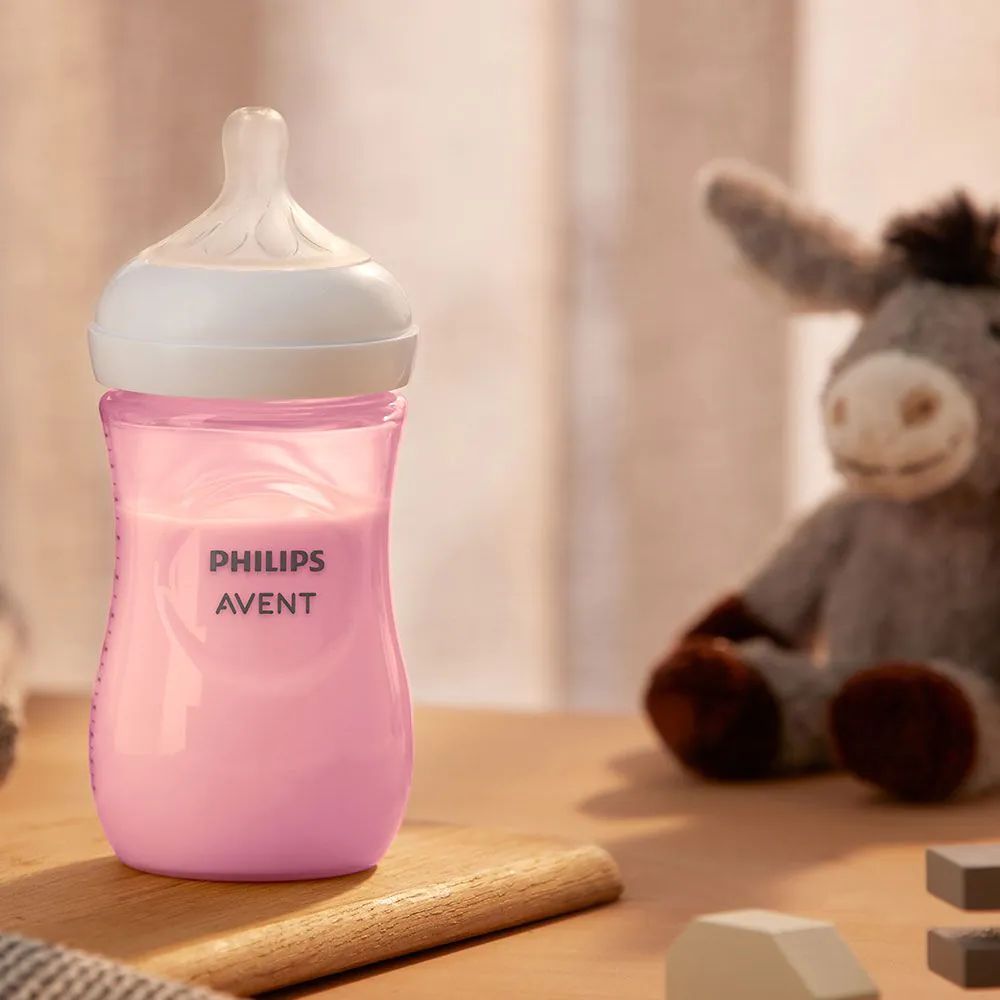 Biberon cu tetina din silicon Avent Natural Response 3.0 260 ml 1+ Roz - poza 4