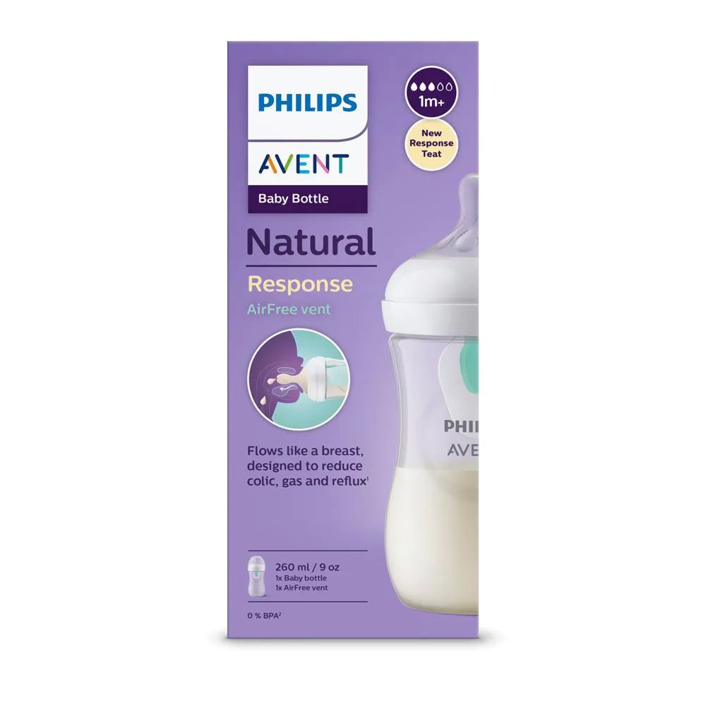 Biberon cu tetina din silicon Avent Natural Response Air Free 3.0 260 ml 1+ - poza 2