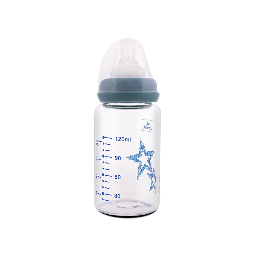 Biberon de sticla cu tetina anticolici Lorelli Baby Care Stars 120 ml 0+ Moonlight Blue - poza 2