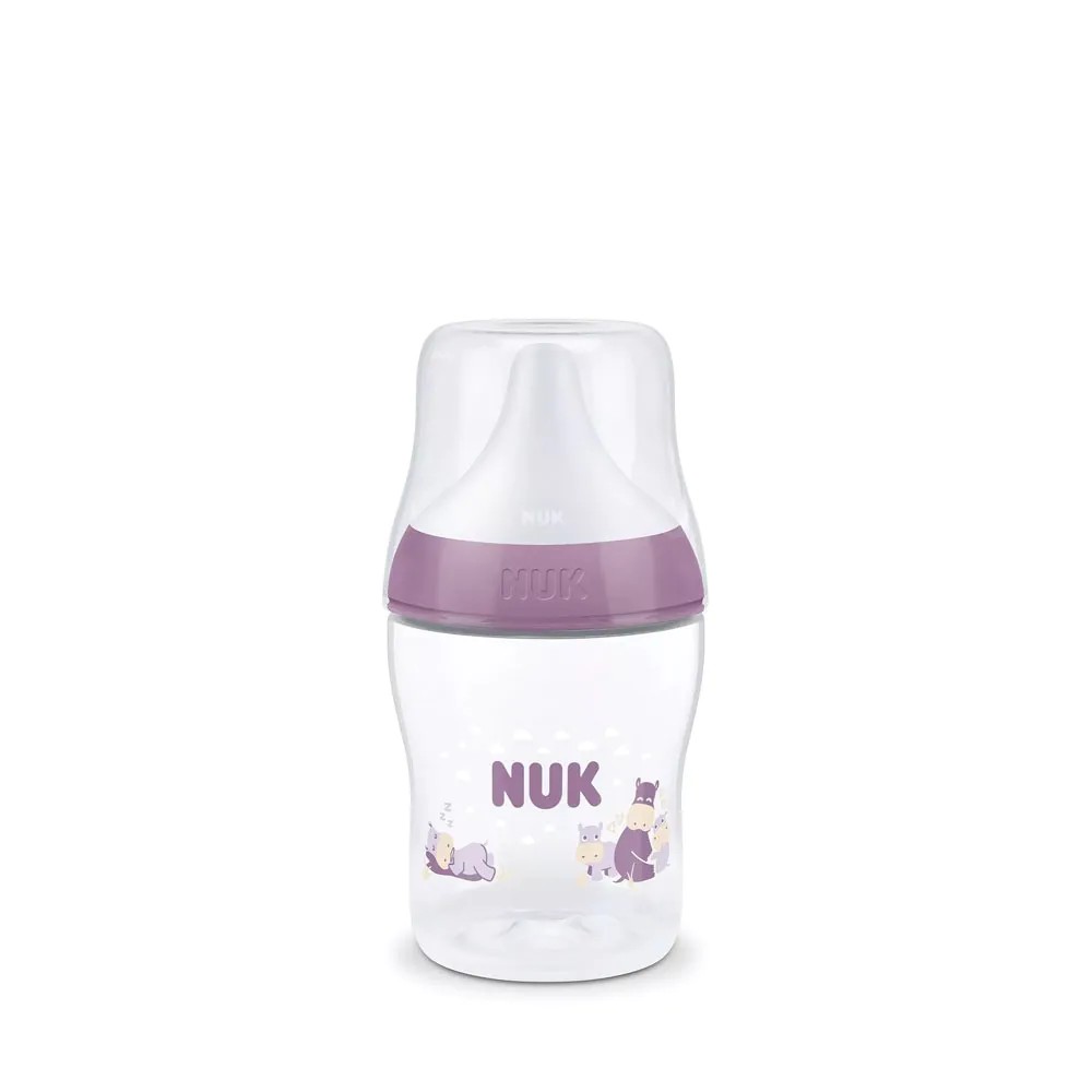 Biberon NUK Perfect Match 150 ml cu Controlul Temperaturii PP 0 luni+ mov cu hipopotam - poza 1
