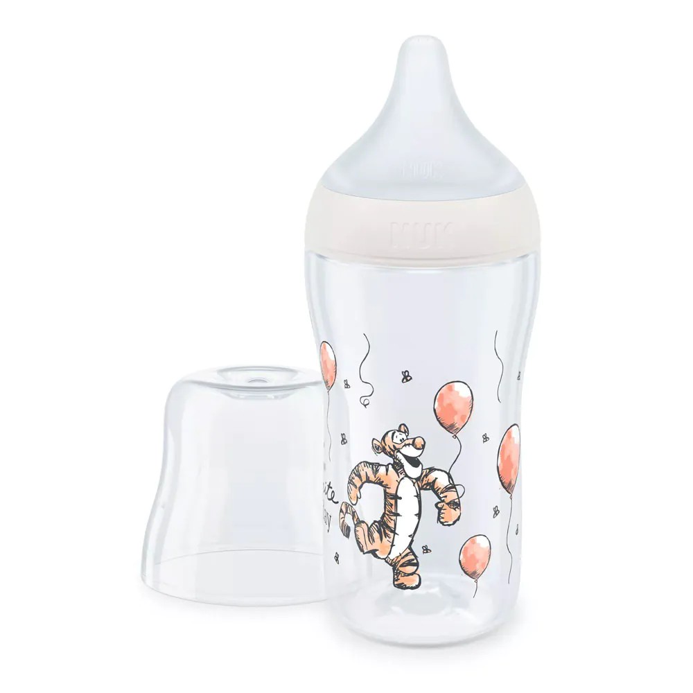 Biberon polipropilena cu tetina silicon si control de temperatura Nuk PM 260 ml 3 luni + M Disney Tiger - poza 2