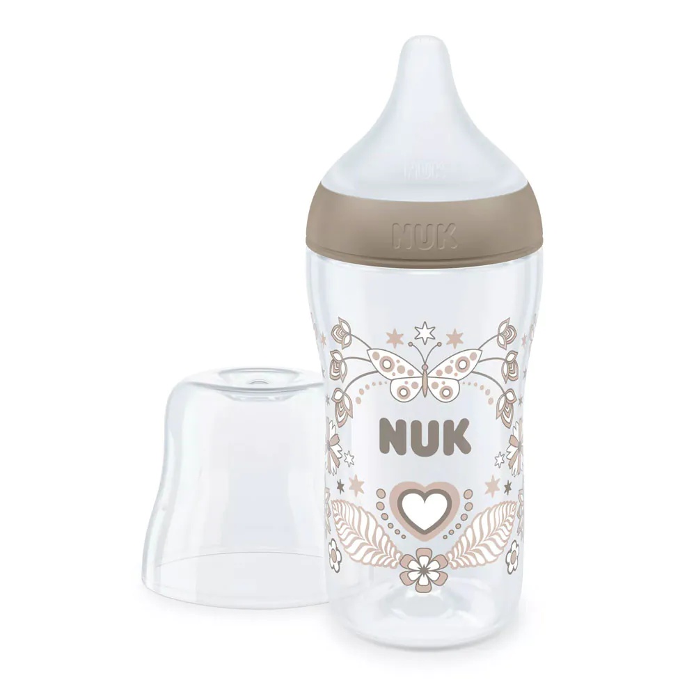Biberon polipropilena cu tetina silicon si control de temperatura Nuk PM 260 ml 3 luni + M Heart - poza 2