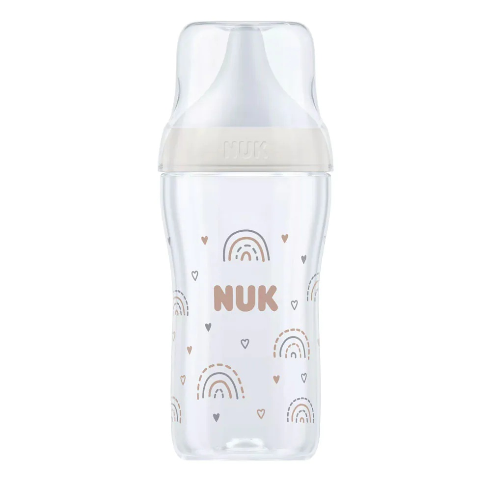 Biberon polipropilena cu tetina silicon si control de temperatura Nuk PM 260 ml 3 luni + M Rainbow - poza 1