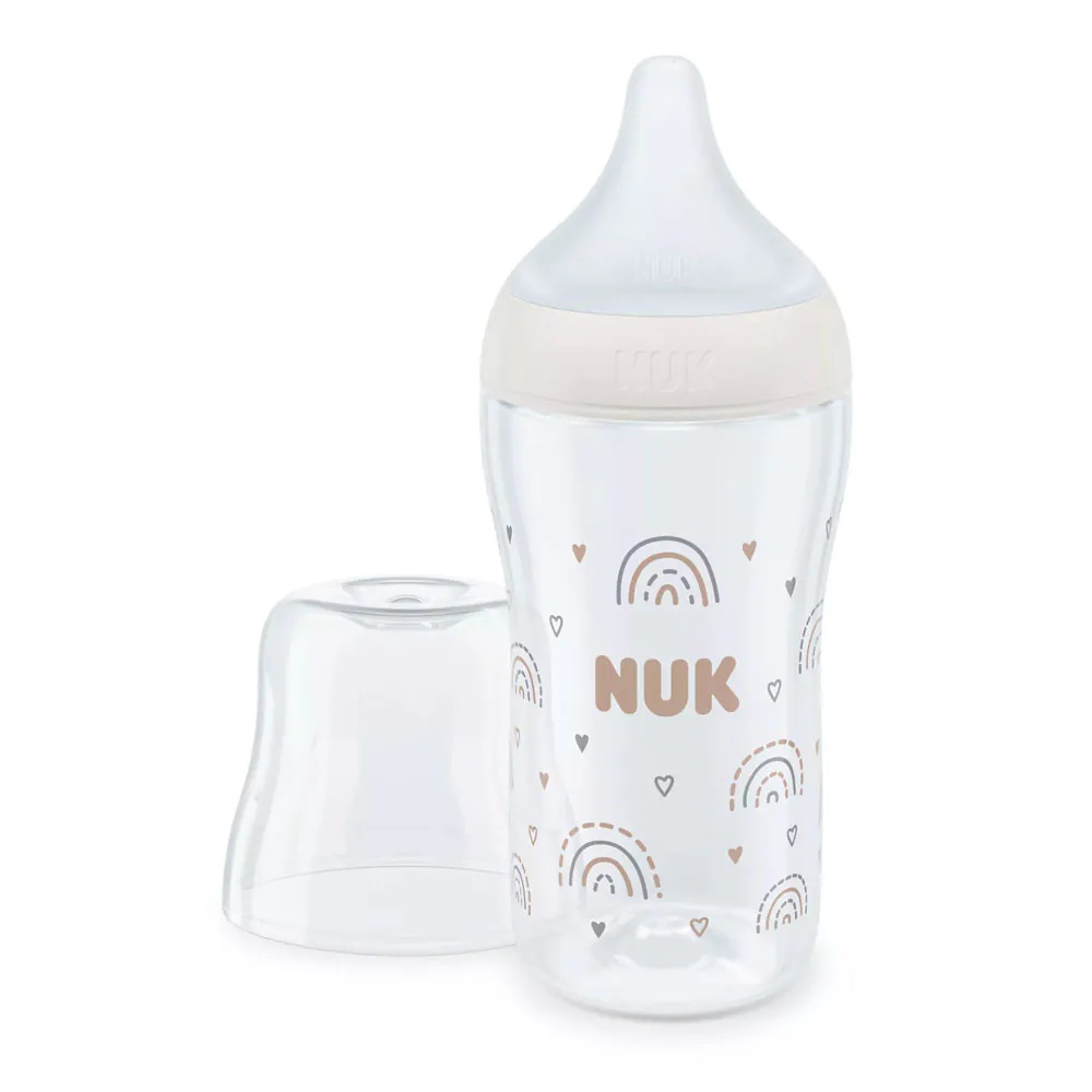 Biberon polipropilena cu tetina silicon si control de temperatura Nuk PM 260 ml 3 luni + M Rainbow - poza 2
