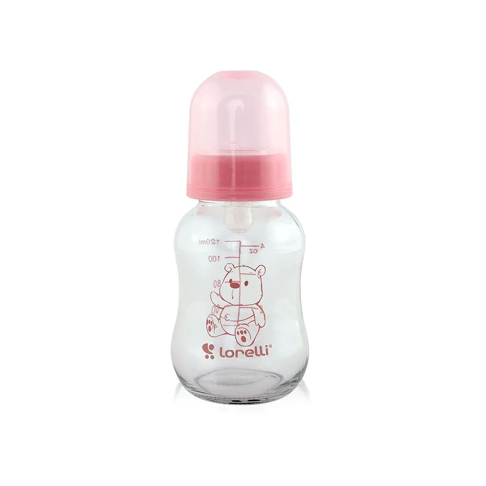 Biberon sticla cu tetina de silicon Lorelli Baby Care 120 ml 0+ Blush Pink - poza 1