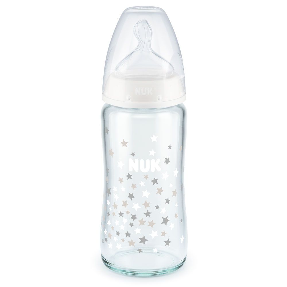Biberon sticla Nuk control temperatura cu tetina silicon 240 ml 0-6 luni