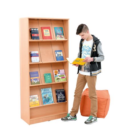 Biblioteca 185 cm culoare fag, rafturi inclinate - poza 2