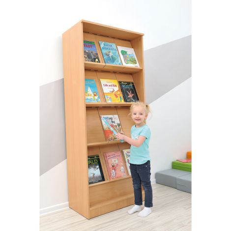 Biblioteca 185 cm culoare fag, rafturi inclinate - poza 4