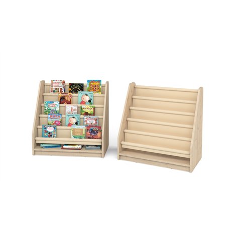 Biblioteca spatioasa cu rafturi din material textil, 80 x 45 x 80 cm, ideala pentru gradinita - poza 2