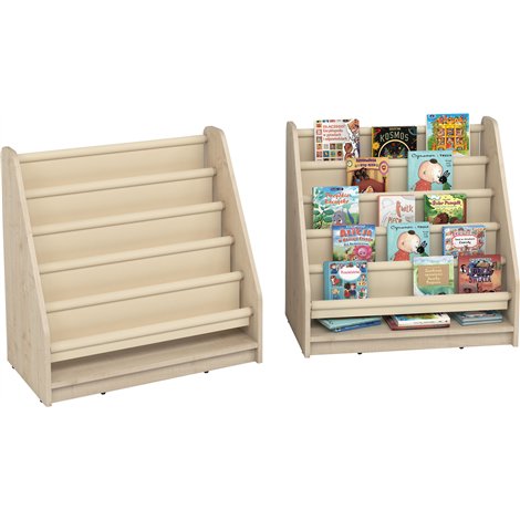 Biblioteca spatioasa cu rafturi din material textil, 80 x 45 x 80 cm, ideala pentru gradinita - poza 4