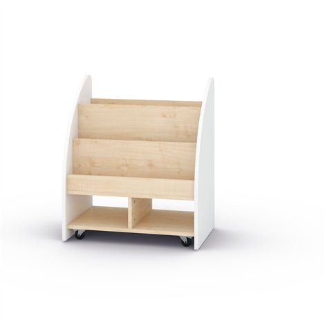Biblioteca spatioasa pe roti, cu 2 fete, pentru carti si jocuri, 70 x 47 x 81 cm ideala pentru gradinita - poza 1