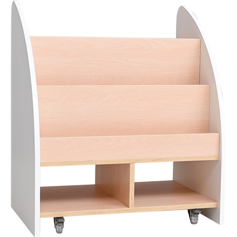 Biblioteca spatioasa pe roti, cu 2 fete, pentru carti si jocuri, 70 x 47 x 81 cm ideala pentru gradinita - poza 2