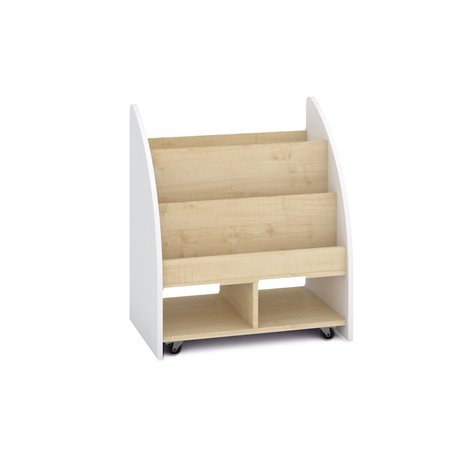 Biblioteca spatioasa pe roti, cu 2 fete, pentru carti si jocuri, 70 x 47 x 81 cm ideala pentru gradinita - poza 3