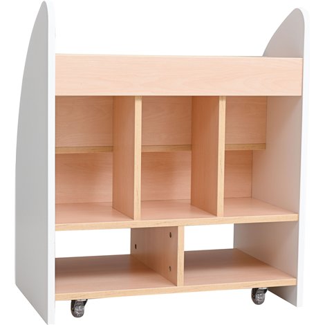 Biblioteca spatioasa pe roti, cu 2 fete, pentru carti si jocuri, 70 x 47 x 81 cm ideala pentru gradinita - poza 4