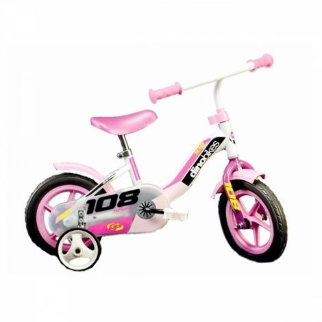 Bicicleta copii 2-3 ani, 10 inch, Cu Maner Pentru Parinti Roz, Dino Bikes DN108