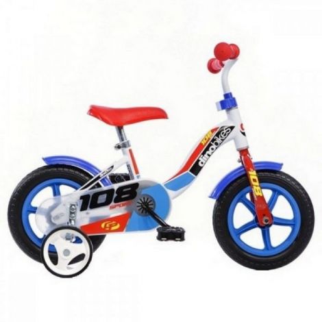 Bicicleta copii 2-3 ani, 10 inch, Sport Alb Si Albastru, Dino Bikes DB108L0506WB - poza 1