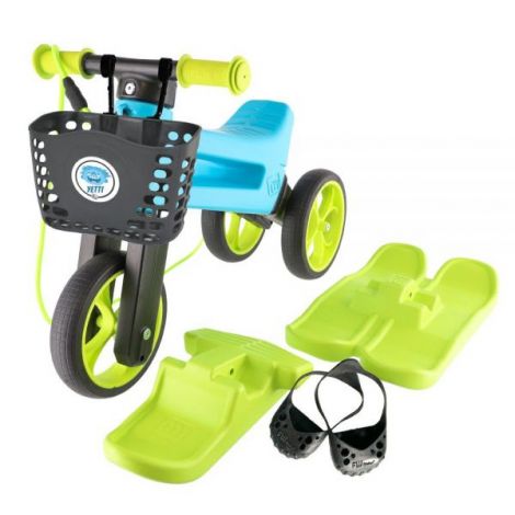 Bicicleta copii 2-5 ani, fara pedale, Funny Wheels Rider Yetti Superpack In Blue Lime, FUNNY WHEELS RIDER 8595557516545 - poza 1