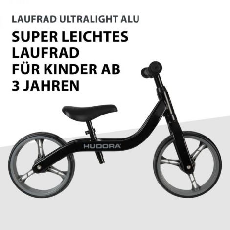Bicicleta copii 2-5 ani, fara pedale, Ultralight Alu Neagră, Hudora 162.10422 - poza 2