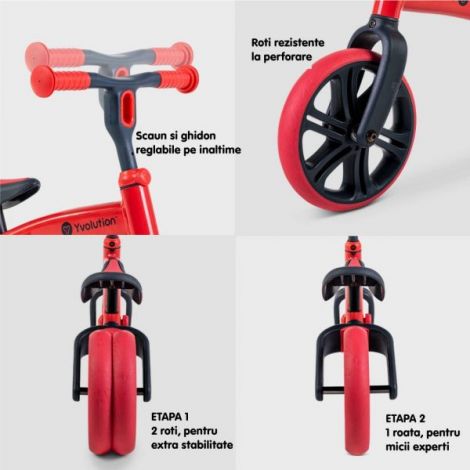Bicicleta copii 2-5 ani, fara pedale, Yvolution Y Velo Junior Red, YVOLUTION YVYT16R2 - poza 5