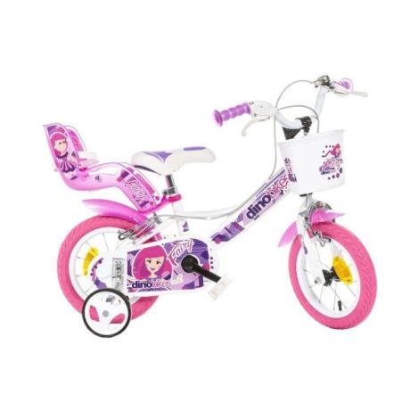 Bicicleta copii 3-5 ani, 12 inch, Fairy Alb, Dino Bikes DB124RSN05FY - poza 1