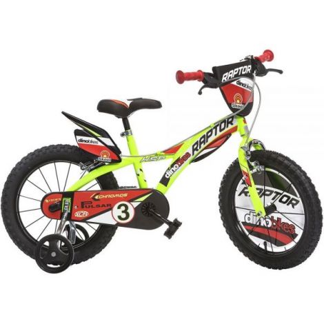 Bicicleta copii 3-5 ani, 14 inch, Raptor Galben, Dino Bikes DB61403RPYE - poza 1