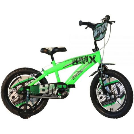 Bicicleta copii 4-6 ani, 16 inch, Bmx Negru Si Verde, Dino Bikes DB165XC01BG - poza 1
