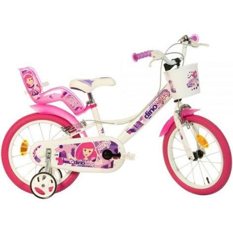Bicicleta copii 4-6 ani, 16 inch, Fairy Alb Si Roz, Dino Bikes DB164RSN05FY - poza 1