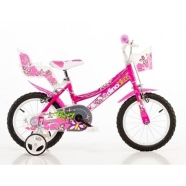 Bicicleta copii 4-6 ani, 16 inch, Pentru Fetite Roz, Dino Bikes DN166RN - poza 2