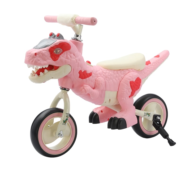 Bicicleta de echilibru cu muzica pentru copii - Model dinozaur roz