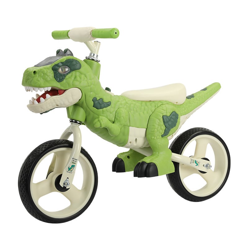 Bicicleta de echilibru cu muzica pentru copii - Model dinozaur verde