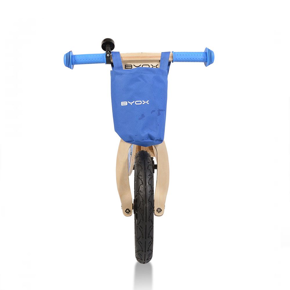 Bicicleta de lemn fara pedale pentru baieti 12 inch Moni Woody albastru - poza 4
