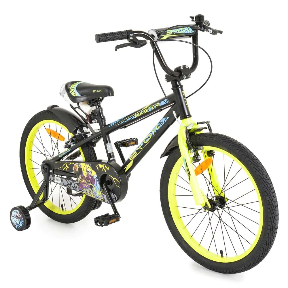 Bicicleta pentru baieti cu roti ajutatoare Moni Byox Master 20 inch Neagra - poza 1