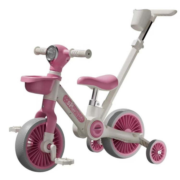 Bicicleta transformabila 3 in 1 Pink Ride cu lumini si sunete