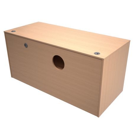 Birou 160 cm culoare artar cu placa mobila pentru tastatura si decupaje cabluri - poza 2