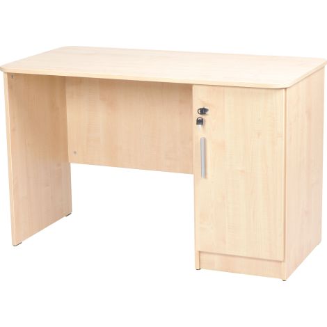 Birou catedra 120x60x76 cm, colturi rotunjite, 1 corp lateral dreapta cu incuietoare, culoare fag - poza 1
