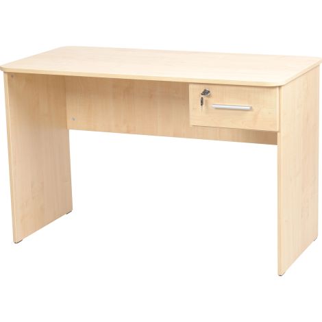 Birou catedra 120x60x76 cm, colturi rotunjite, 1 sertar lateral cu incuietoare, culoare artar - poza 1