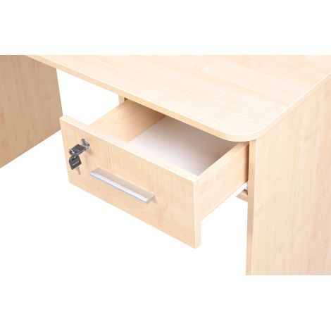 Birou catedra 120x60x76 cm, colturi rotunjite, 1 sertar lateral cu incuietoare, culoare artar - poza 4