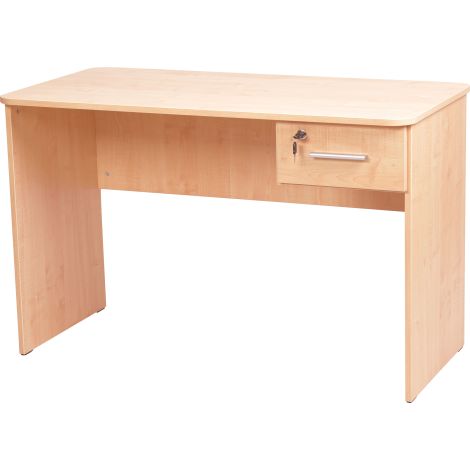 Birou catedra 120x60x76 cm, colturi rotunjite, 1 sertar lateral cu incuietoare, culoare fag