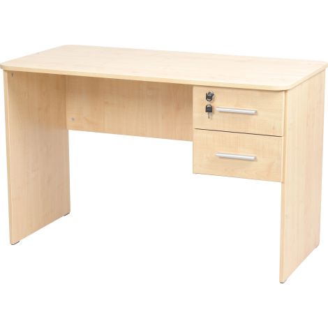 Birou catedra 120x60x76 cm, colturi rotunjite, 2 sertare laterale, unul cu incuietoare, culoare artar - poza 1